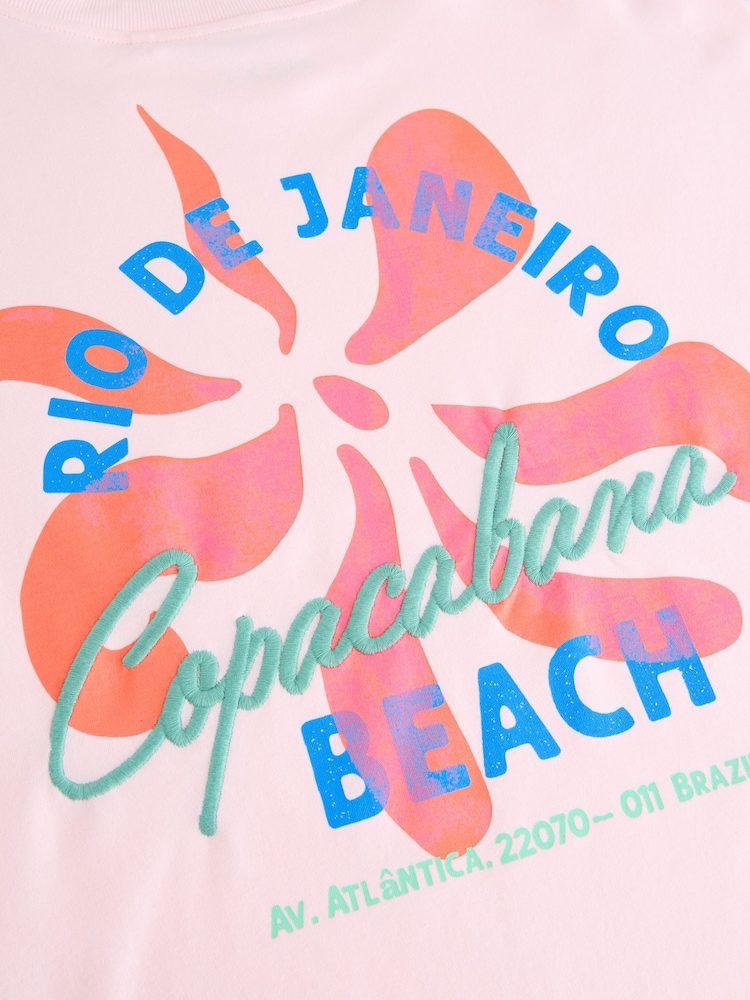 Back Graphic Rio De Janeriro Pink Relaxed Fit Heavyweight Longline T-Shirt - Image 7 of 7