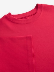 Red Relaxed Fit Short Sleeve 100% Cotton Crew Neck Mini Dress - Image 7 of 7