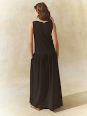 Black Drop Waist Maxi Length Jersey Dress - Image 2 of 6