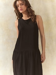 Black Drop Waist Maxi Length Jersey Dress - Image 3 of 6