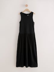 Black Drop Waist Maxi Length Jersey Dress - Image 4 of 6