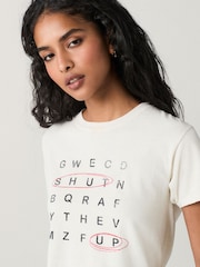 Ecru 100% Cotton Novelty Crossword Puzzle Graphic Short Sleeve T-Shirt - Image 2 of 8