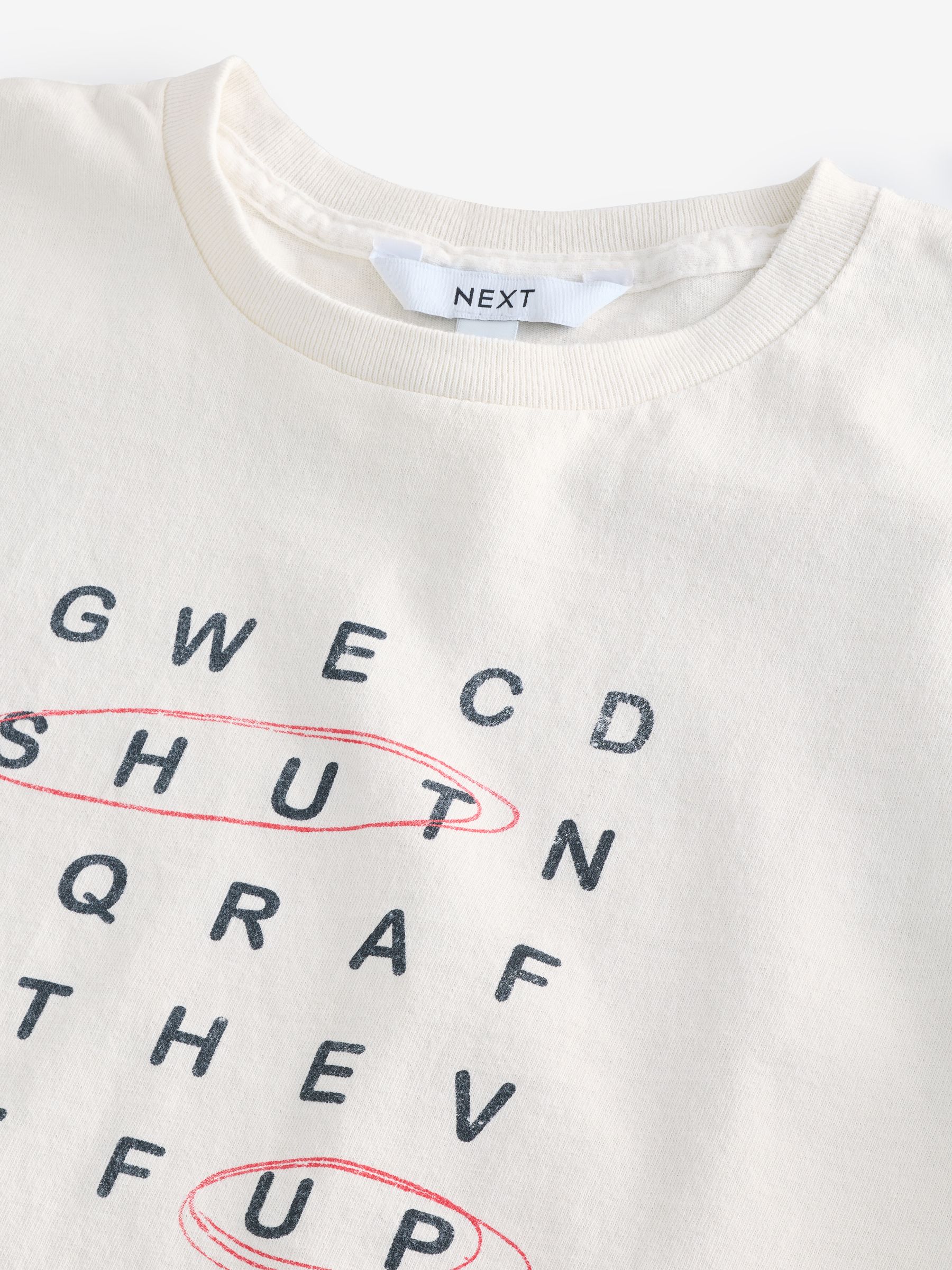 Buy Ecru 100% Cotton Novelty Crossword Puzzle Graphic Short Sleeve T