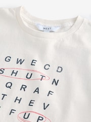 Ecru 100% Cotton Novelty Crossword Puzzle Graphic Short Sleeve T-Shirt - Image 7 of 8