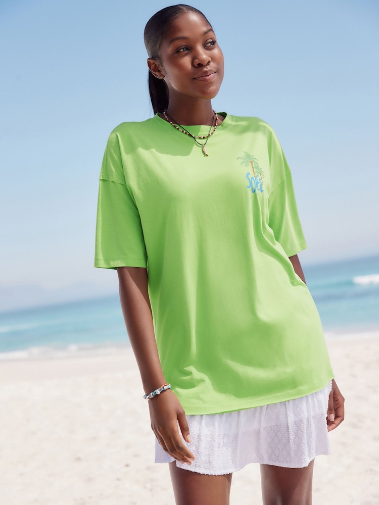 Bright Green Relaxed Fit Skater Style T-Shirt - Image 4 of 8