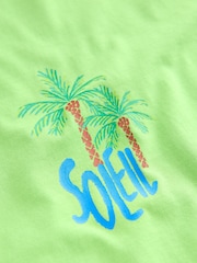 Bright Green Colourful Sun Graphic Relaxed Fit Short Sleeve Seam Detail Skater Style 100% Cotton T-Shirt - Image 7 of 8