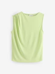 Lime Green Premium Modal Ruched Drape Sleevless Top - Image 5 of 8