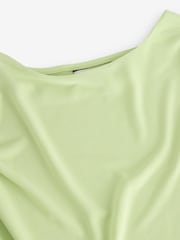 Lime Green Premium Modal Ruched Drape Sleevless Top - Image 8 of 8