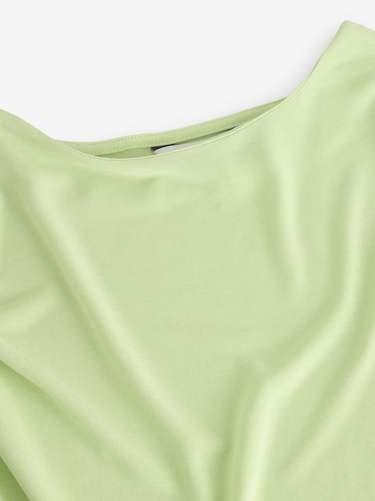 Lime Green Premium Modal Ruched Drape Sleevless Top - Image 8 of 8