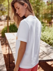Ecru White Coastal Scene Beaded Graphic Heavyweight Short Sleeve Provence Graphic Crew Neck T-Shirt - Image 2 of 8