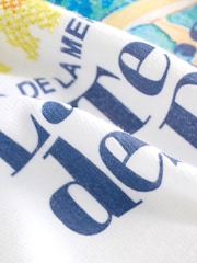 Ecru White Coastal Scene Beaded Graphic Heavyweight Short Sleeve Provence Graphic Crew Neck T-Shirt - Image 6 of 8
