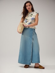 Floral Washed Open Seam Detailing Raglan Short Sleeve Crew Neck T-Shirt - Image 3 of 4