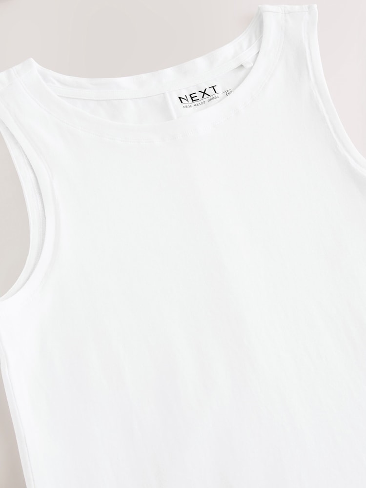 White Drop Waist Maxi Length Jersey Dress - Image 8 of 8