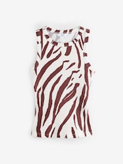 Zebra Print Ribbed Racer Tank Vest Sleeveless Top - Image 6 of 8