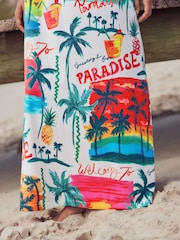 Bright All Over Print Maxi Length Trapeze Shape Ruched Neckline Thin Vest Strap Dress - Image 4 of 6