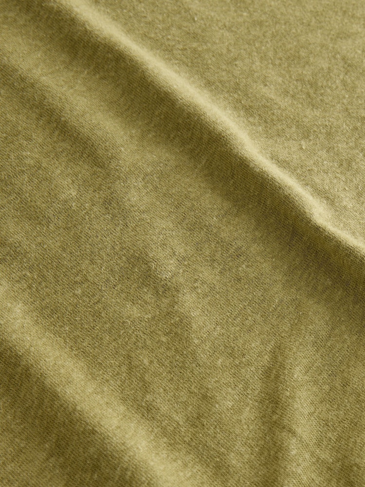 Khaki Green Linen Modal Soft Touch Sleeveless Crew Neck Tank Vest Top - Image 6 of 7