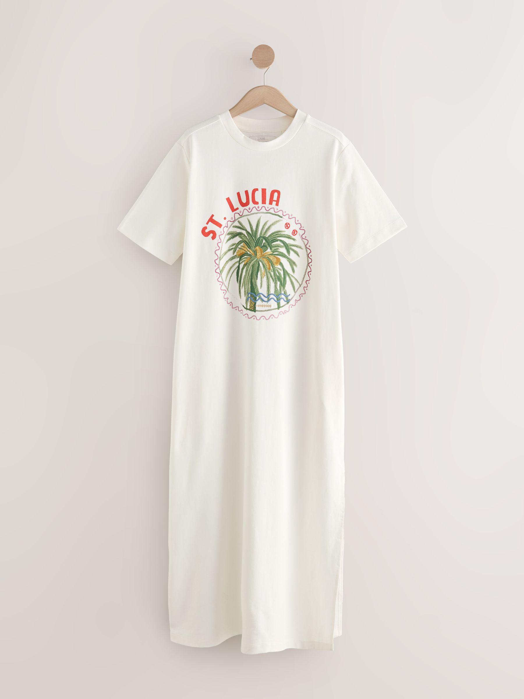 Buy Palm Graphic Ecru White Heavyweight Short Sleeve Crew