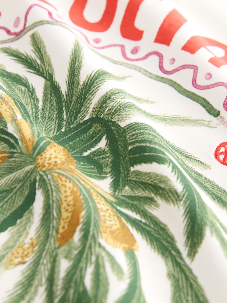 Palm Graphic Ecru White Heavyweight Short Sleeve Crew Neck Maxi T-Shirt Dress - Image 6 of 7