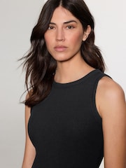 Black Ribbed Racer Back Sleeveless Maxi Length Dress - Image 4 of 7