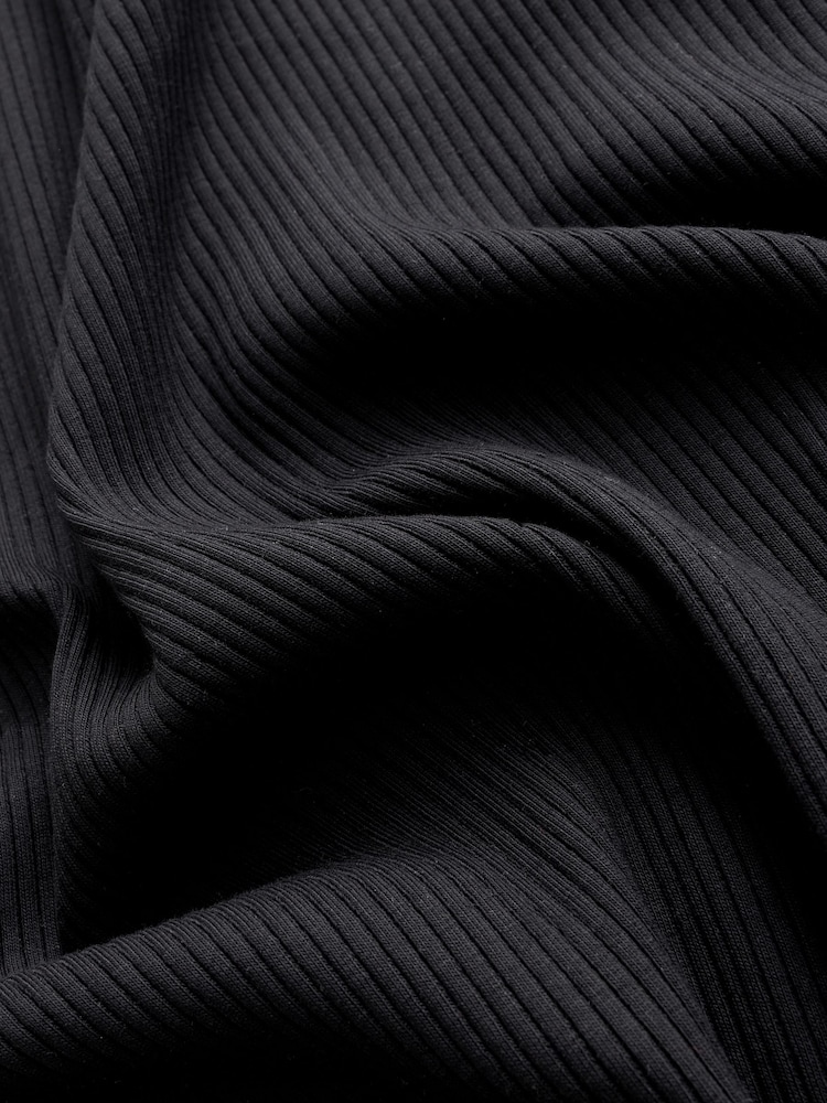 Black Ribbed Racer Back Sleeveless Maxi Length Dress - Image 7 of 7