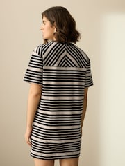 Black/Stone Stripe 100% Cotton T-Shirt Dress - Image 2 of 8