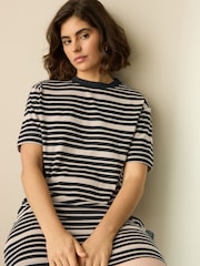 Black/Stone Stripe 100% Cotton T-Shirt Dress - Image 4 of 8