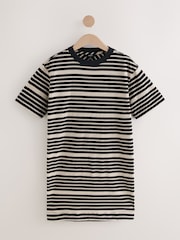 Black/Stone Stripe 100% Cotton T-Shirt Dress - Image 6 of 8