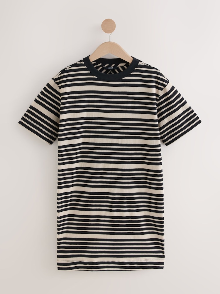 Black/Stone Stripe 100% Cotton T-Shirt Dress - Image 6 of 8