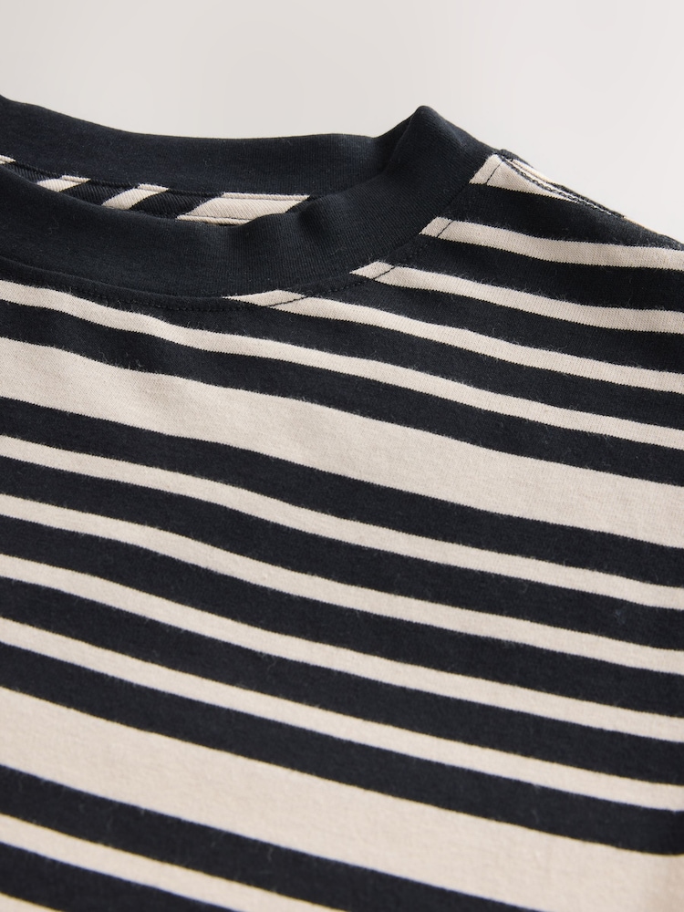 Black/Stone Stripe 100% Cotton T-Shirt Dress - Image 7 of 8