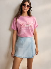 Rosa lavado - Camiseta oficial Castrol License Motorsport Graphic de manga curta 100% algodão com gola redonda - Imagem 2 de 7