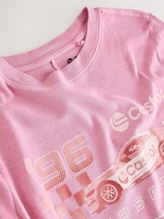 Rosa lavado - Camiseta oficial Castrol License Motorsport Graphic de manga curta 100% algodão com gola redonda - Imagem 6 de 7