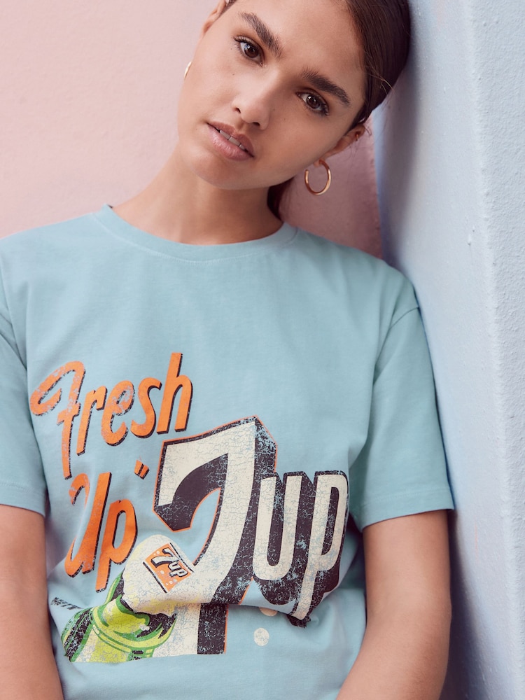Faded Blue License 7 Up 100% Cotton T-Shirt - Image 2 of 7
