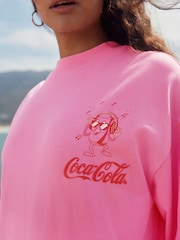 Pink/Red Beach Club - Cotton Official Coca Cola Licence Graphic Short Sleeve Crew Neck T-Shirt - Imagen 4 de 8