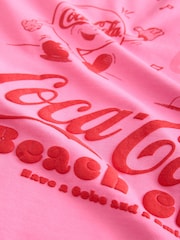Pink/Red Beach Club - Cotton Official Coca Cola Licence Graphic Short Sleeve Crew Neck T-Shirt - Imagen 7 de 8