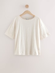 Ecru - N. Premium – Kurzarm-T-Shirt aus 100 % Leinen mit Rundhalsausschnitt - Bild 11 von 13