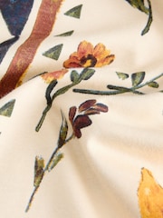 Ecru White Sunflower Floral Placement Print - تيشرت من القطن 100% بكُم قصير وياقة بحافة مستديرة - صورة 6 من 7