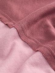 Pink Shorter Length Raglan Colourblock Short Sleeve Button Henley T-Shirt - Image 7 of 8