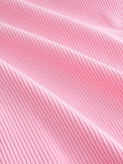 Fluro Pink Ribbed Racer Tank Vest Sleeveless Top - Image 7 of 7
