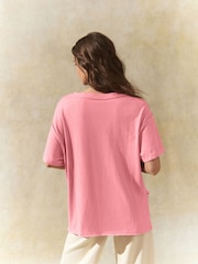 Pink Oversized V-Neck Short Sleeve T-Shirt - Image 2 of 7