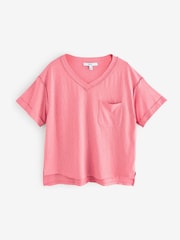 Pink Oversized V-Neck Short Sleeve T-Shirt - Image 5 of 7