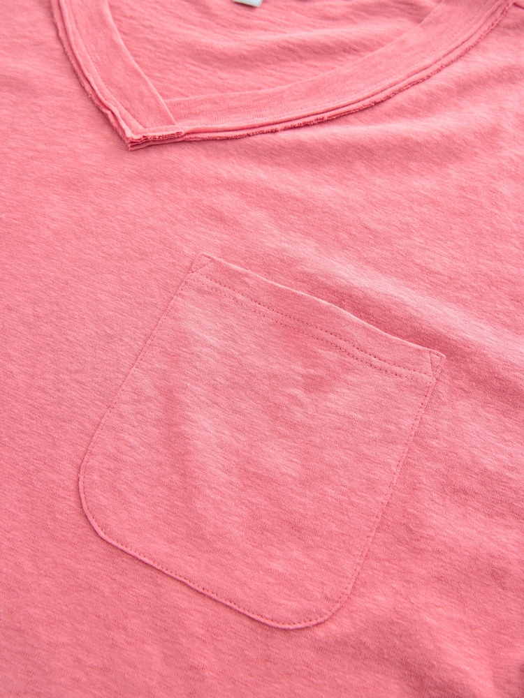 Pink Oversized V-Neck Short Sleeve T-Shirt - Image 6 of 7