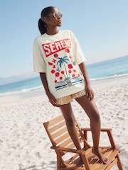 Ecru White/Red Graphic Fun Summer Fruit 100% Cotton Relaxed Fit T-Shirt - Image 2 of 7