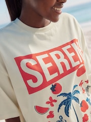 Ecru White/Red Graphic Fun Summer Fruit 100% Cotton Relaxed Fit T-Shirt - Image 4 of 7