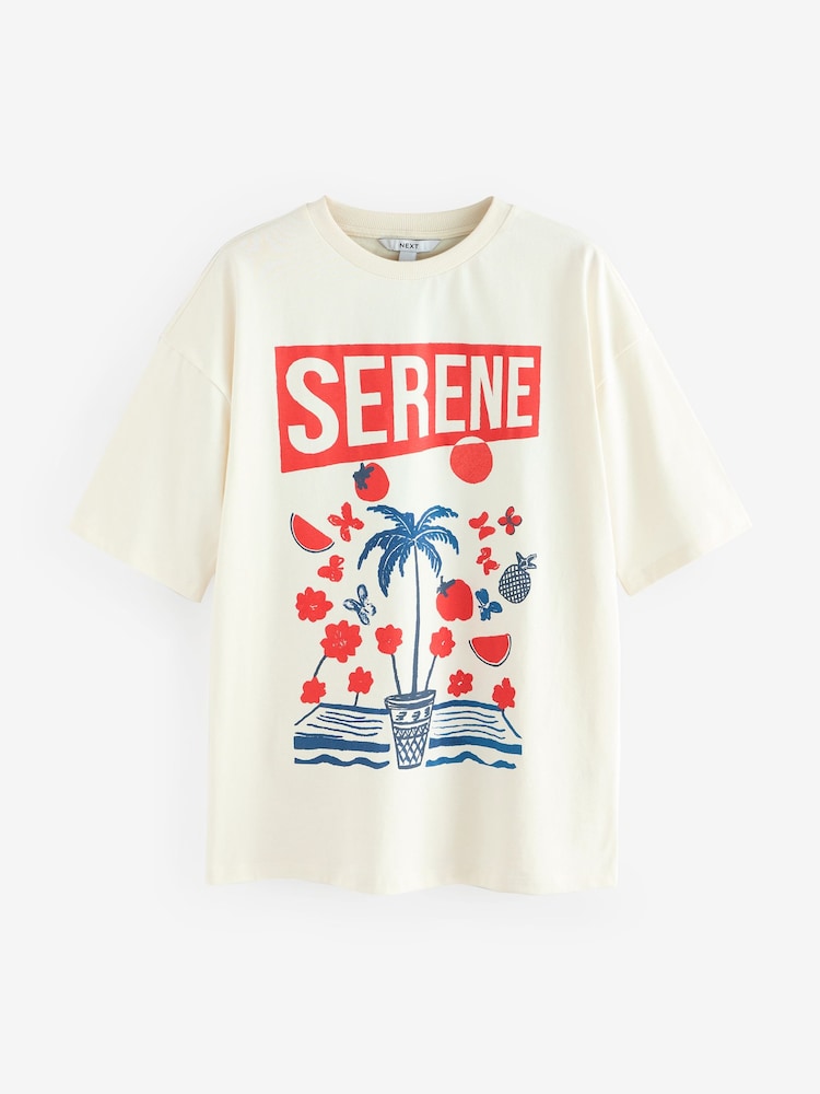 Ecru White/Red Graphic Fun Summer Fruit 100% Cotton Relaxed Fit T-Shirt - Image 5 of 7