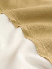 Ecru White and Green Shorter Length Raglan Colourblock Short Sleeve Button Henley T-Shirt - Image 3 of 4