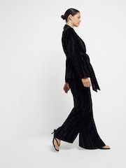 River Island Black Velvet Belted Wrap Blazer - Image 4 of 6