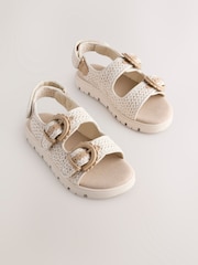 Neutral Raffia Chunky Corkbed Sandals - Image 1 of 5
