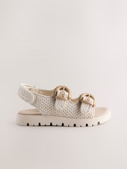 Neutral Raffia Chunky Corkbed Sandals - Image 2 of 5