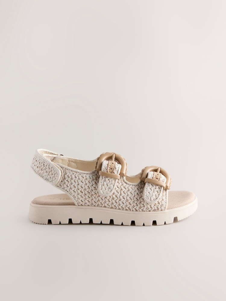 Neutral Raffia Chunky Corkbed Sandals - Image 2 of 5