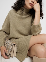River Island Green High Neck Knitted Jumper Dress - Image 3 of 6